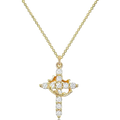 Elegant Gold Crown-Cross Necklace